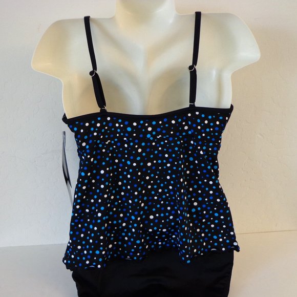 Miraclesuit Lauren Tankini Swimsuit 2 PC Blue & Black Pop Rocks Dots Size 16 NEW - Picture 5 of 7